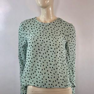 H&M Trend Mint Polka Dot High Low Blouse NWT